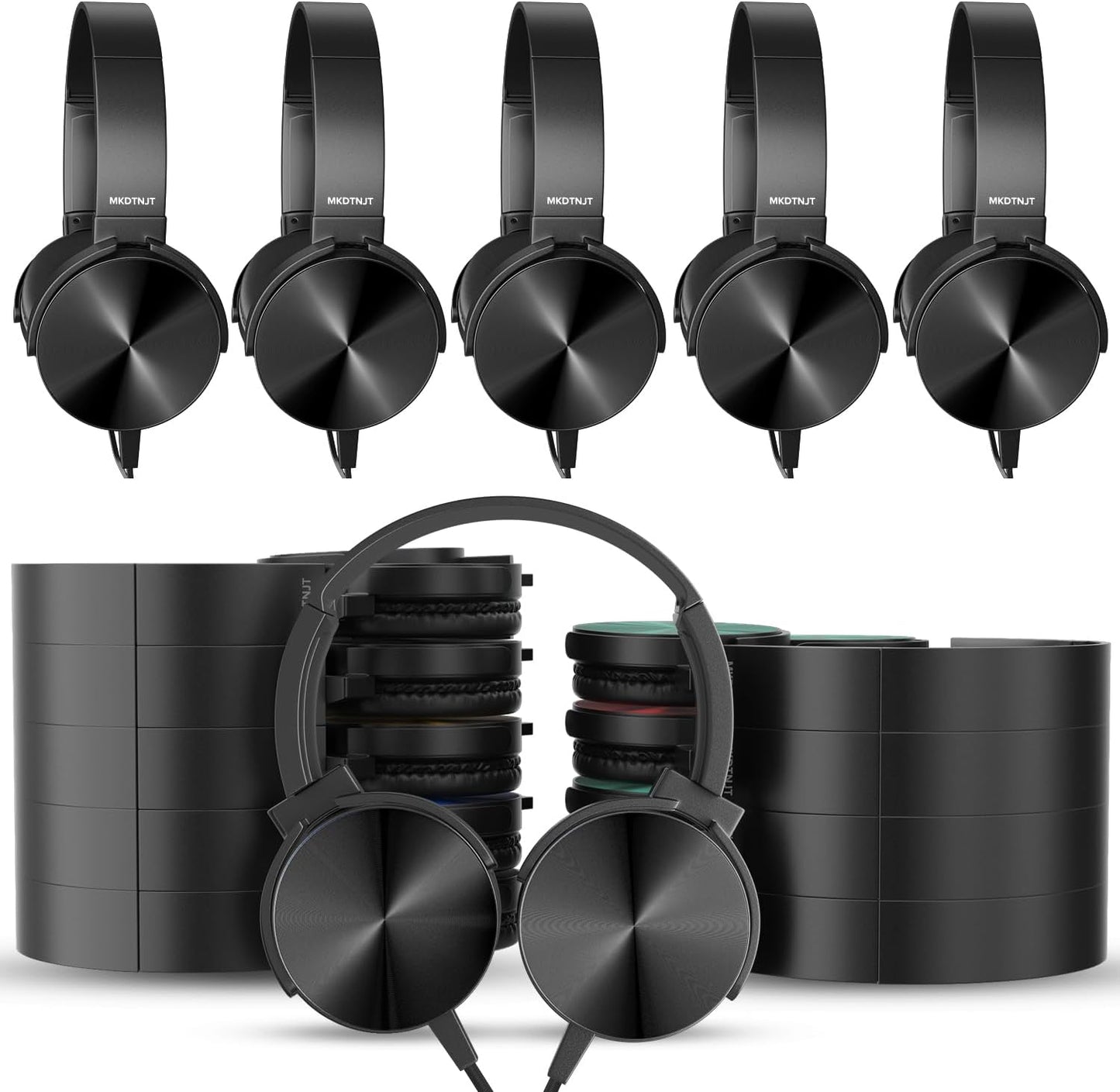 24 Pack Bulk Headphones for Classroom by MKDTNJT - Adjustable Sound