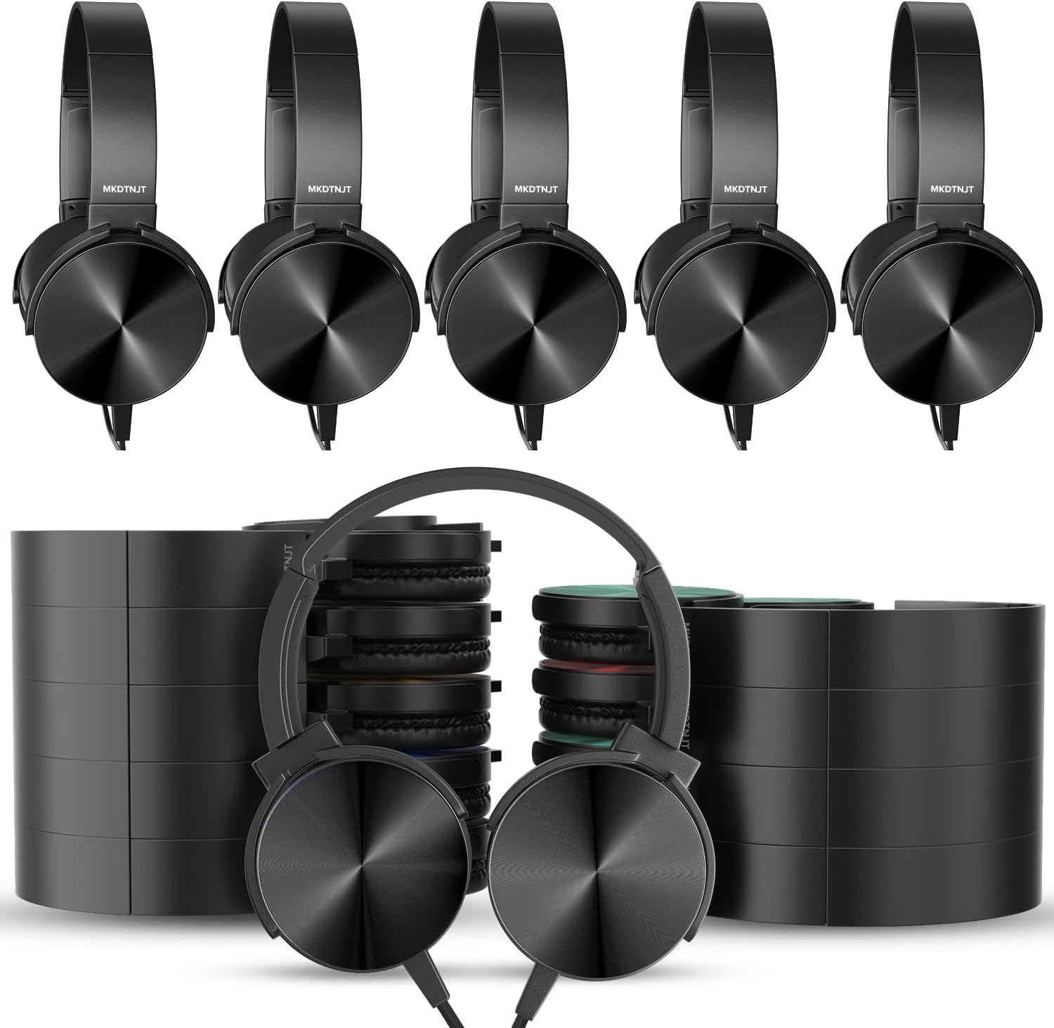 24 Pack Bulk Headphones for Classroom by MKDTNJT - Adjustable Sound