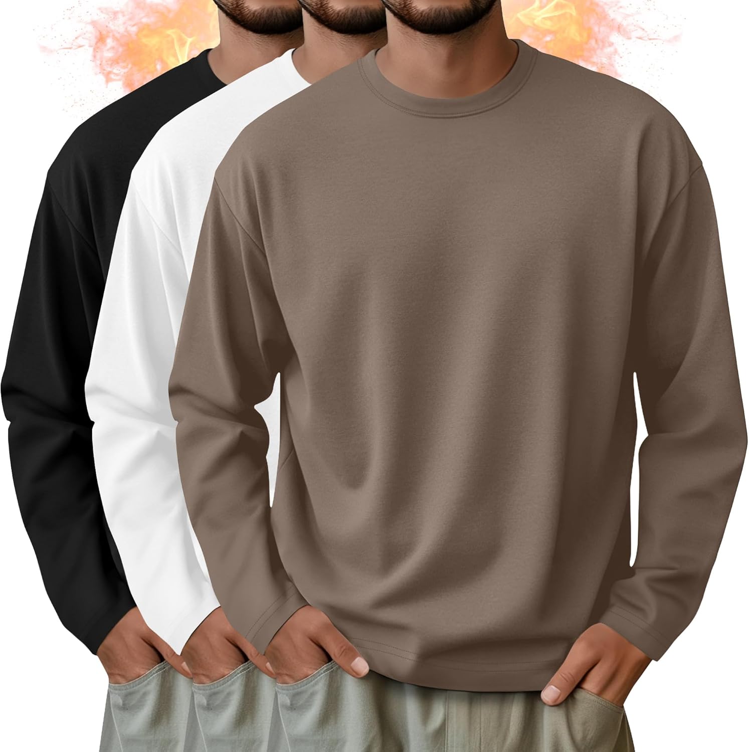 3 Pack Mens Long Sleeve Thermal Shirts for Comfort and Style