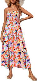 PRETTYGARDEN Women's Summer Maxi Dress - Flowy Smocked Boho Sundress