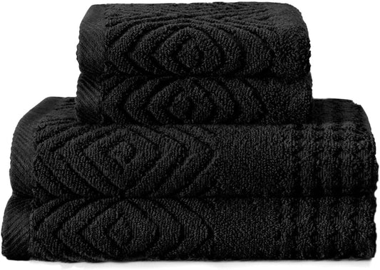 Luxurious 100% Organic Cotton Diamond Jacquard Bath Towel Set