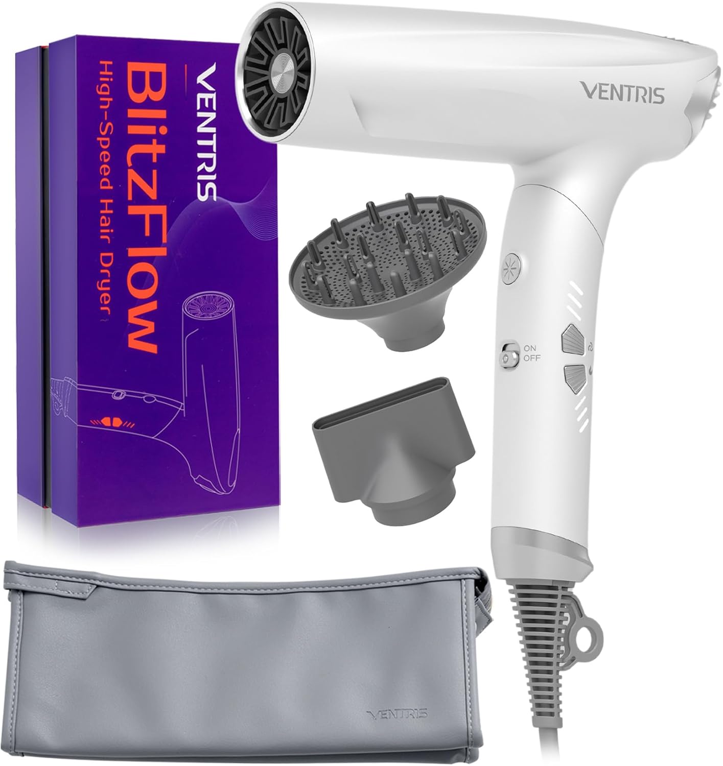 VENTRIS Ionic Hair Dryer: High-Speed Styling & Travel-Friendly 