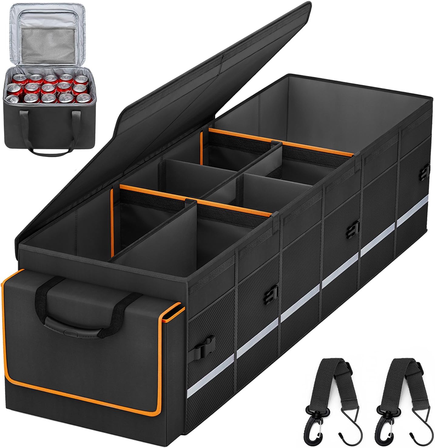 Car Trunk Organizer with Lid & Removable Cooler Bag for SUVs