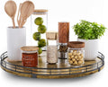 Lazy Susan Turntable Organizer for Table Top - 16 Round Rustic Tray