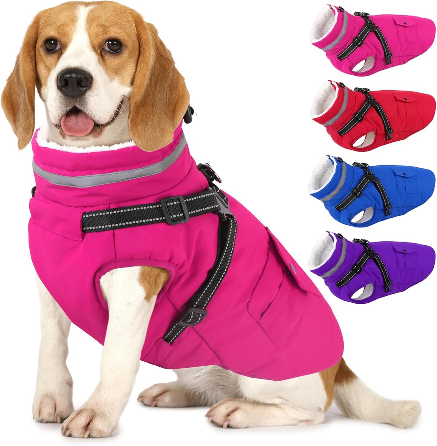Dogcheer Waterproof Dog Jacket with Harness for Winter Adventures