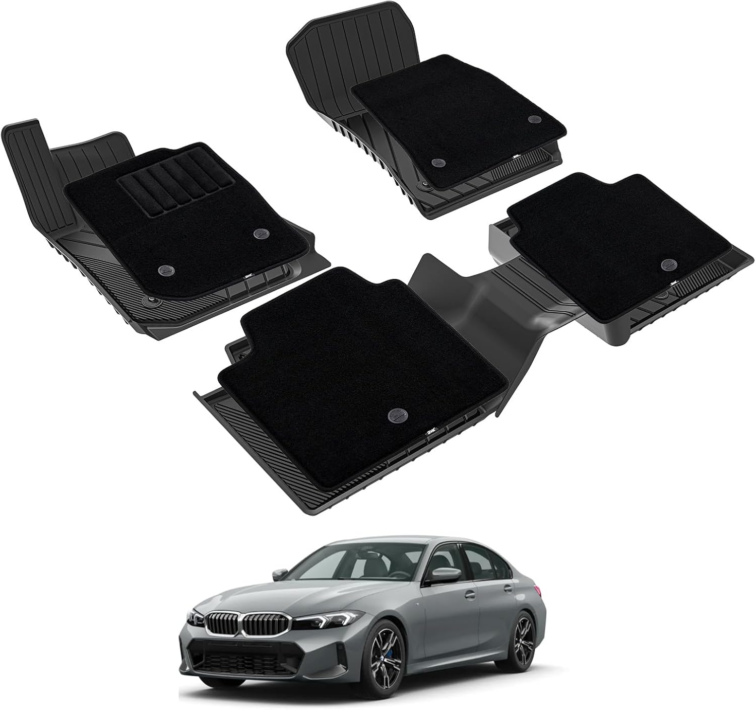 3W Floor Mats for BMW 3 Series 2019-2025 - All-Weather Protection