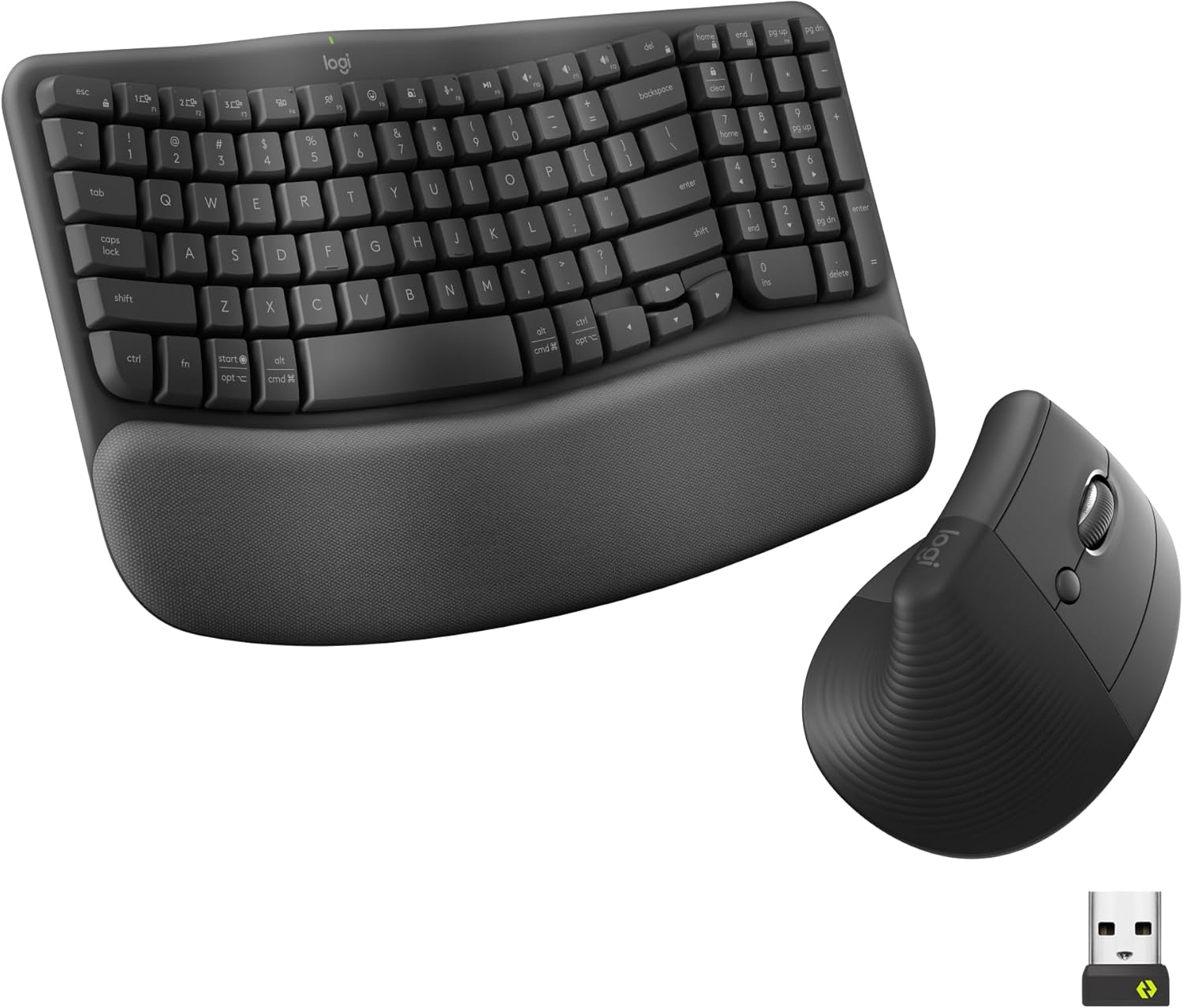 Logitech Wave Keys and Lift Vertical Mouse Combo for Comfort
