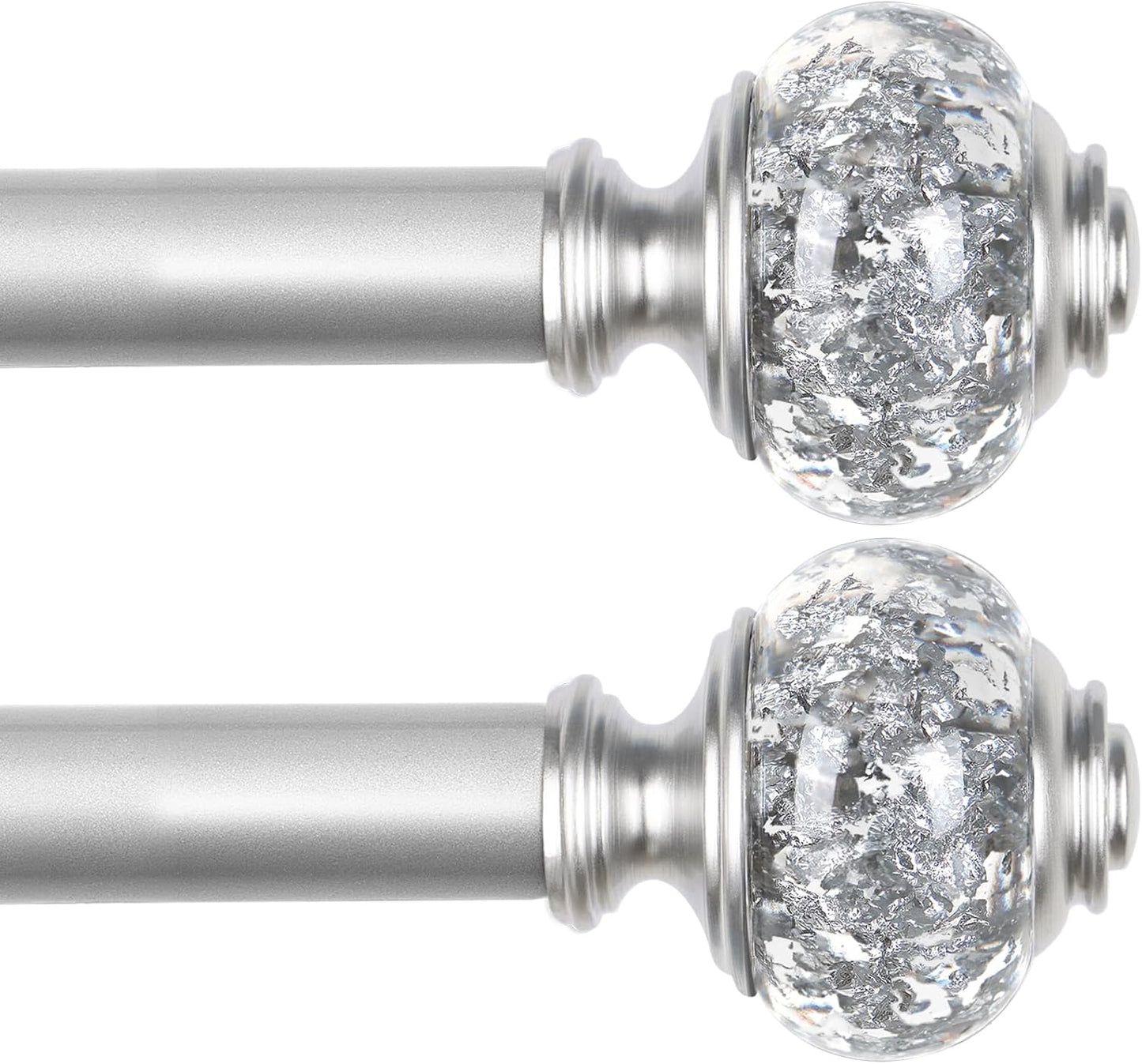 Telescoping Silver Curtain Rods for Windows 48 to 84 Inch