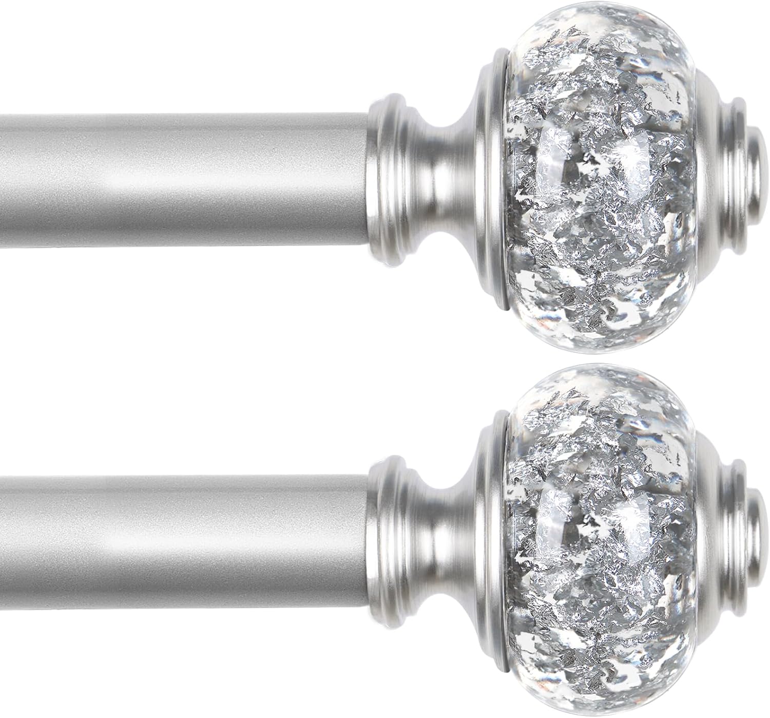 Telescoping Silver Curtain Rods for Windows 48 to 84 Inch