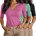 Stylish V Neck Half Sleeve T Shirt for Women by Ficerd