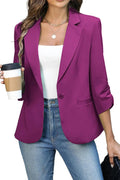 ELLEVEN Women's Ruched 3/4 Sleeve Blazer - Slim Fit (Style PZLM)