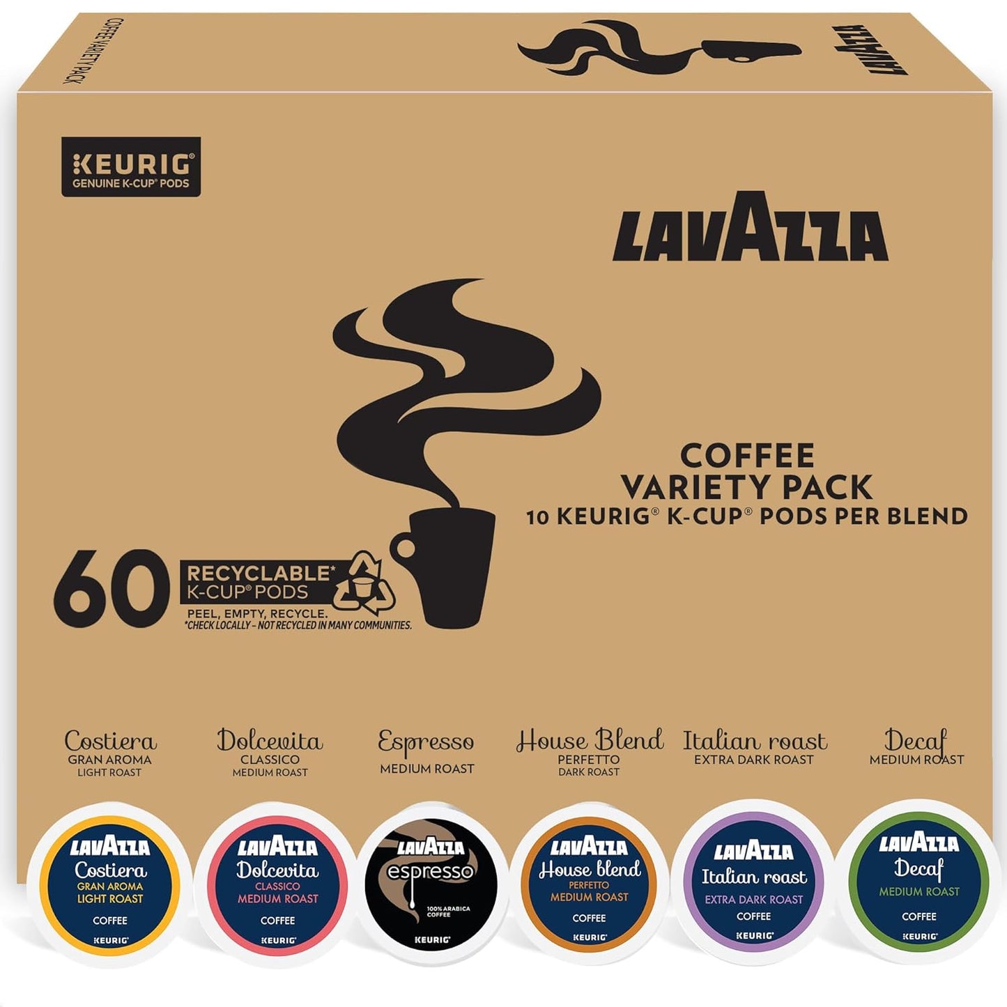 Lavazza Coffee Variety Pack for Keurig - 60 K-Cup Pods Delight