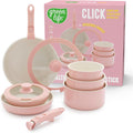 Light Pink 10 Piece Nonstick Cookware Set - Detachable Handle Click