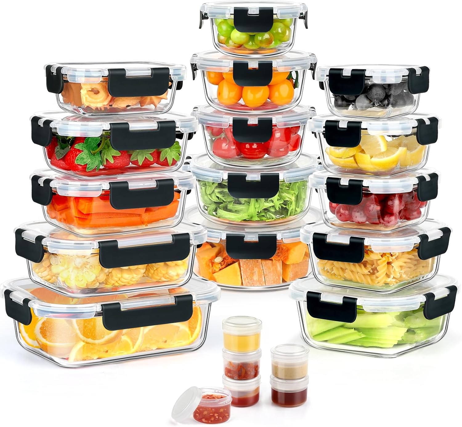42pcs Glass Food Storage Containers Set for Meal Prep & Lunch