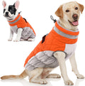 Dog Coat Warm Winter Puffer Jacket with Built-in Harness - Orange L