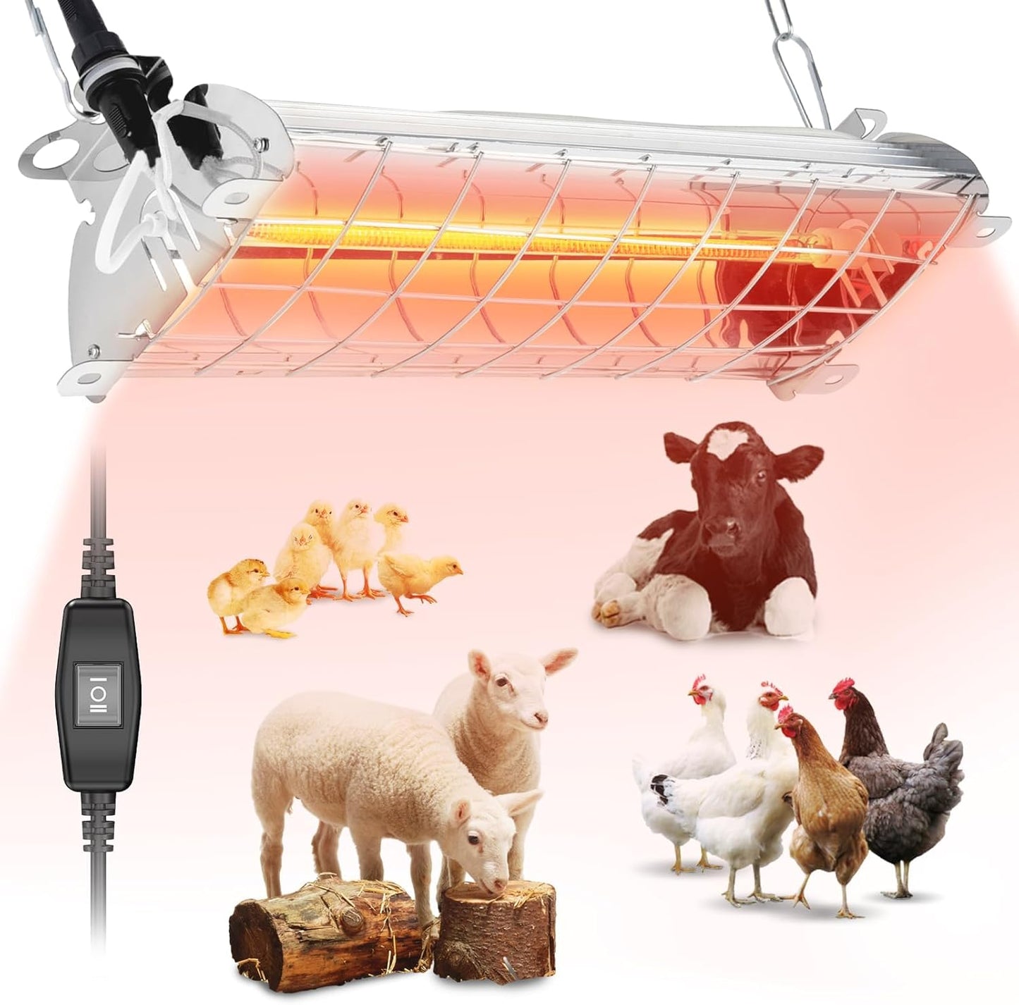 300W Carbon Fiber Coop Heater: Adjustable Heat & Height