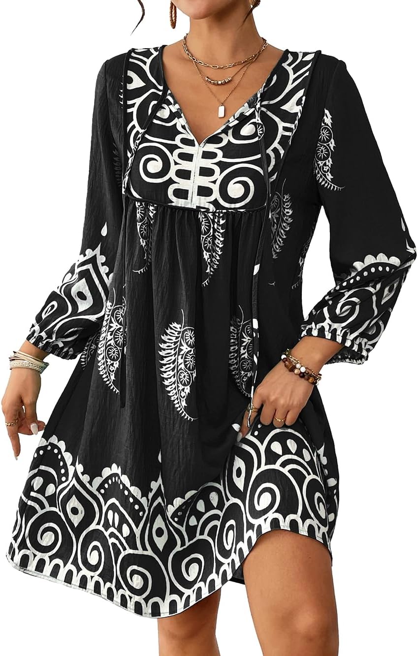 Eddoyee Women Swimwear Cover Up Bohemian Floral Beach Dress