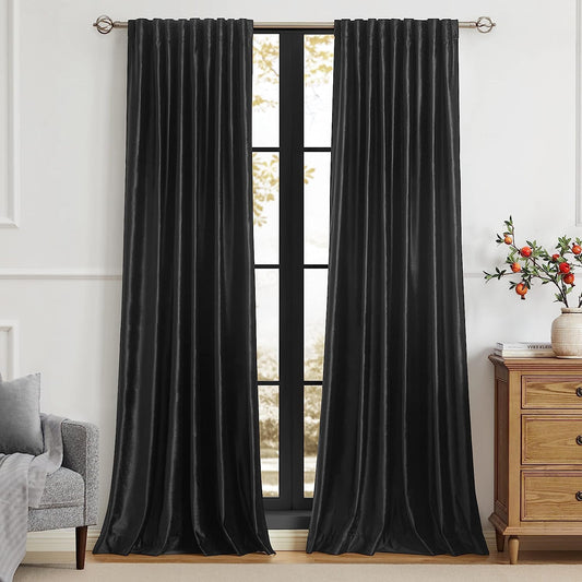 Luxurious Black Velvet Curtains for Living Room and Bedroom