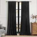 PRIMROSE Black Curtains 120 in Velvet Blackout Drapes - Room Darkening