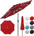 9 ft Double Top Solar Patio Umbrella with LED Lights for Outdoors