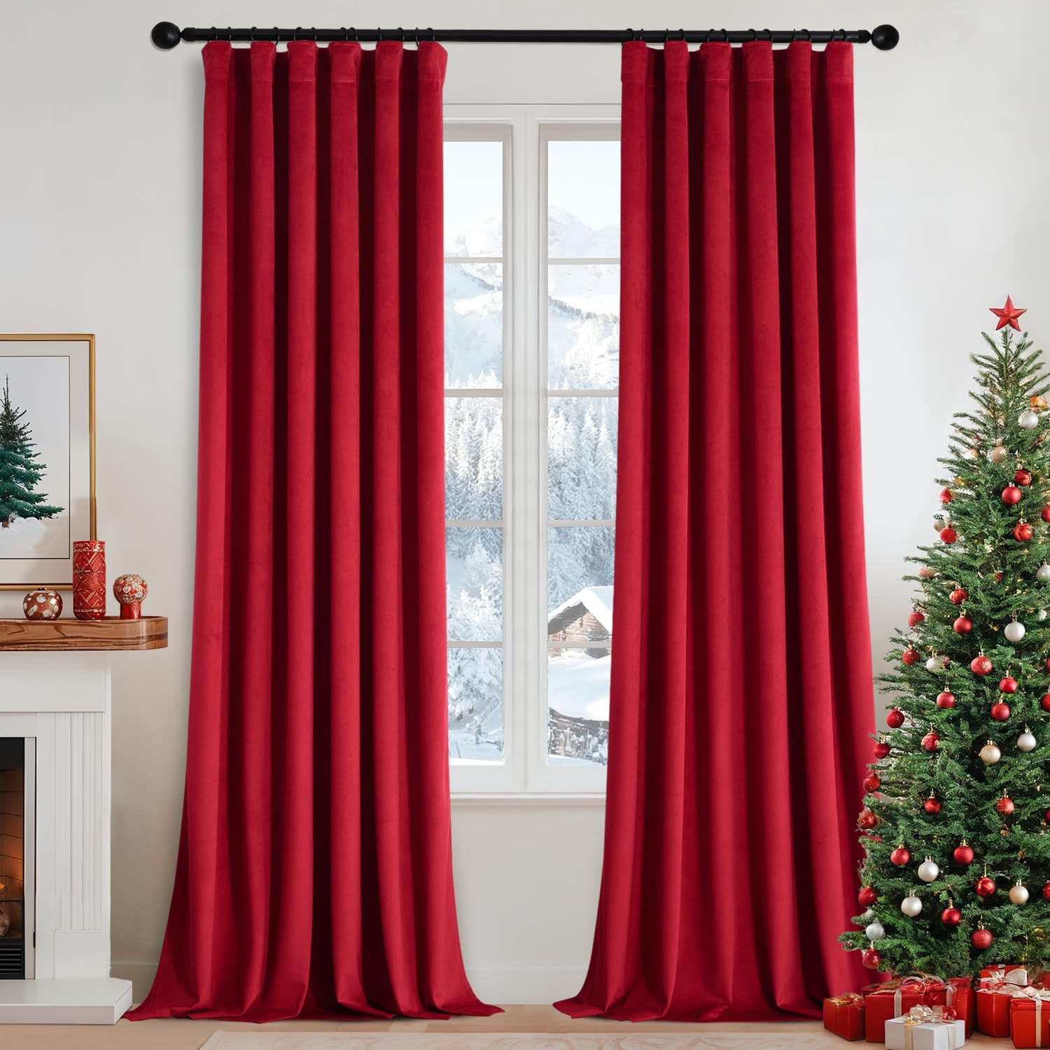 MIULEE Christmas Velvet Curtains for Elegant Living Room Decor