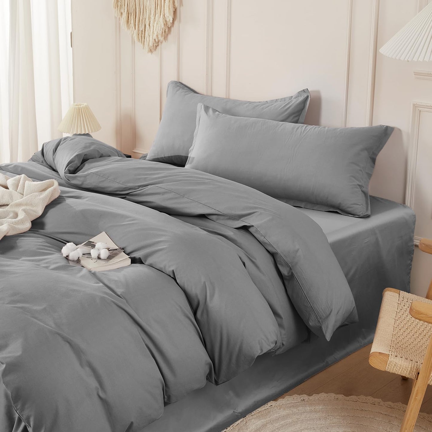 SAPHREAS 100% Washed Cotton Duvet Cover Set for Cozy Bedrooms
