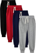 4 Pack Boys Cotton Sweatpants Joggers - Soft Active Pants