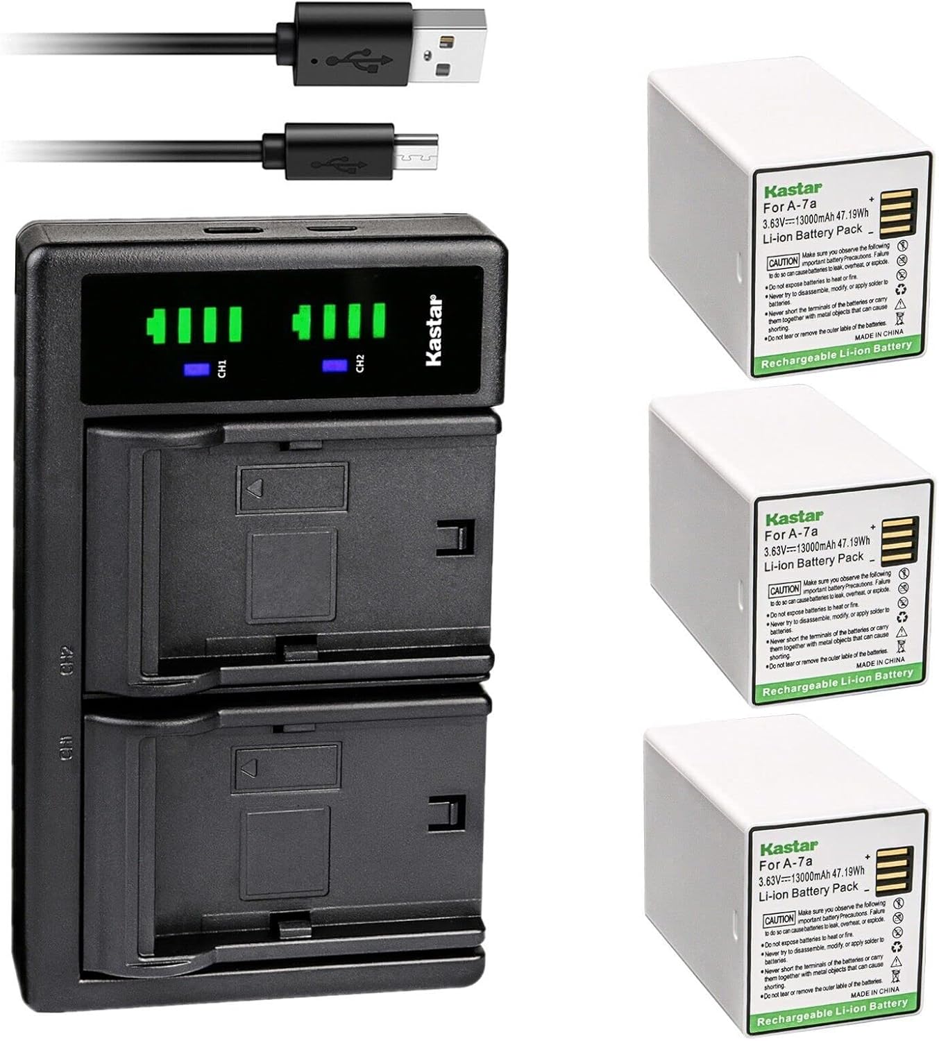 Kastar 3-Pack Battery and USB Charger for Arlo Pro 4 XL Cameras