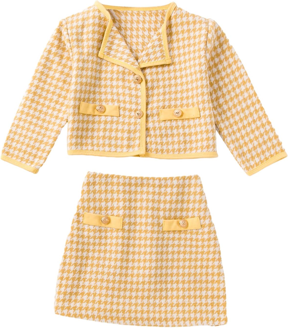 WDIRARA Girl's 2 Piece Houndstooth Outfits for Tea Parties