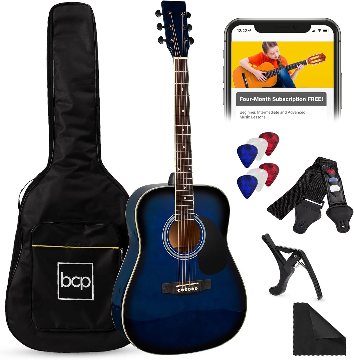 41in Full Size Acoustic Guitar Starter Set with Accessories