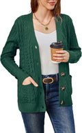Womens Cardigan Sweaters Cable Knit Open Front Button Down - Cozy