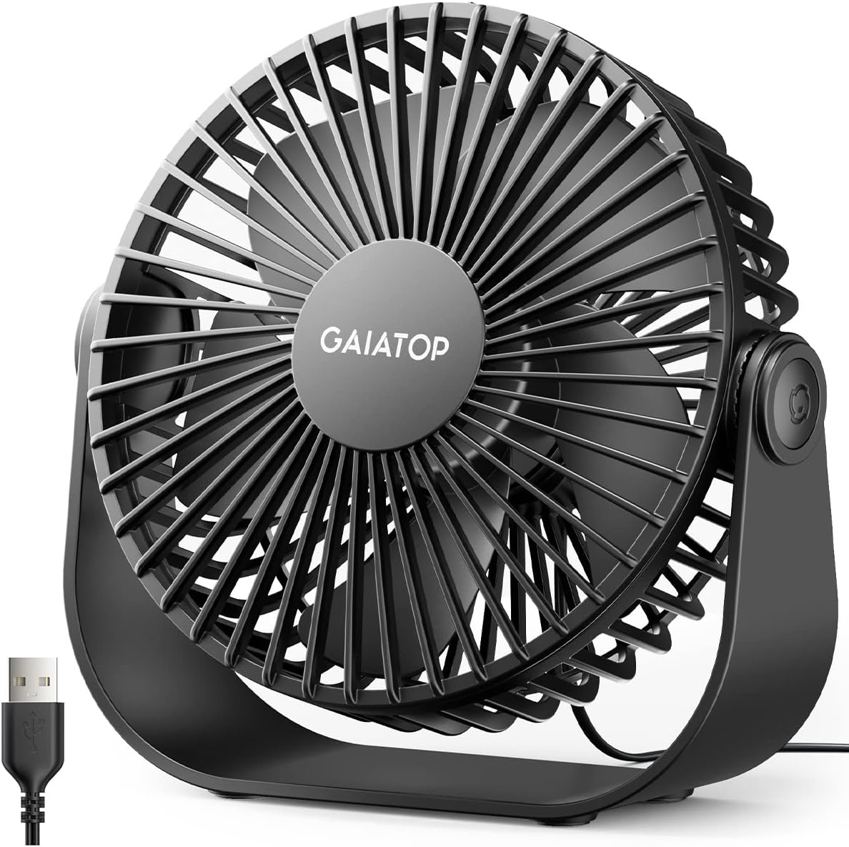 Gaiatop USB Desk Fan: Strong Airflow, Portable & Quiet!