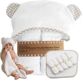 Hooded Baby Towel and 6 Washcloth Set - Ultra Soft Viscose Bamboo