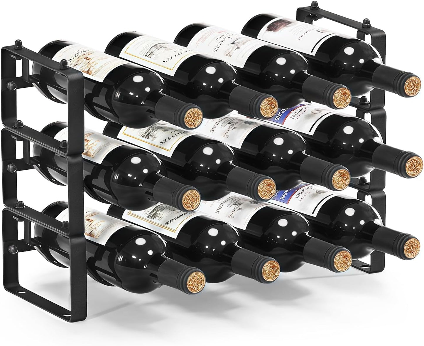 Stackable Wine Rack Countertop for 12 Bottles - Space-Saving Design