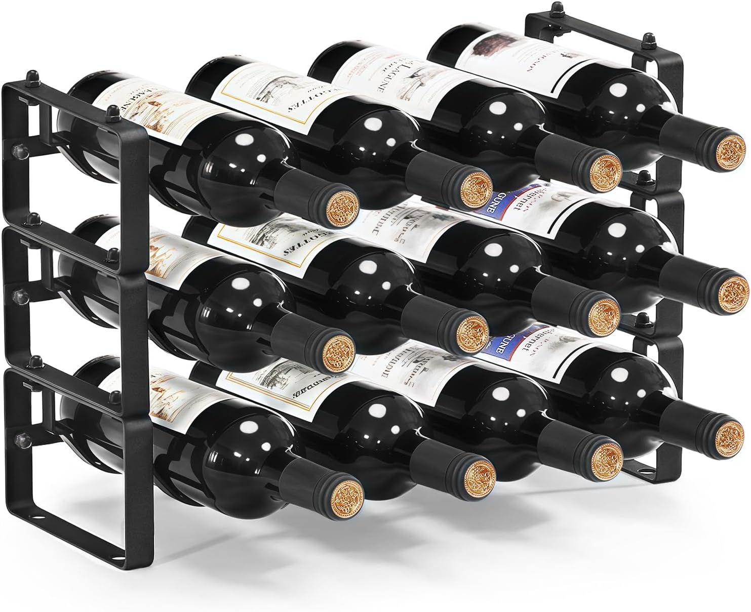 Stackable Wine Rack Countertop for 12 Bottles - Space-Saving Design