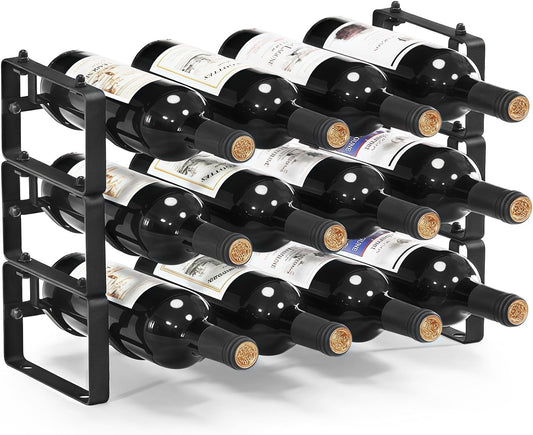 Stackable Wine Rack Countertop for 12 Bottles - Space-Saving Design