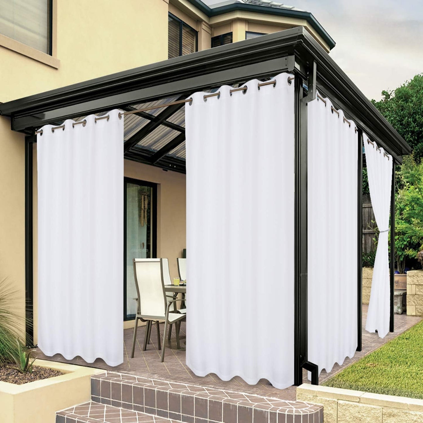 Water Resistant Outdoor Curtains for Patio Privacy 84W x 120L in