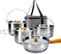 KingCamp Camping Cookware Set 304 Stainless Steel Pots Pan Kettle