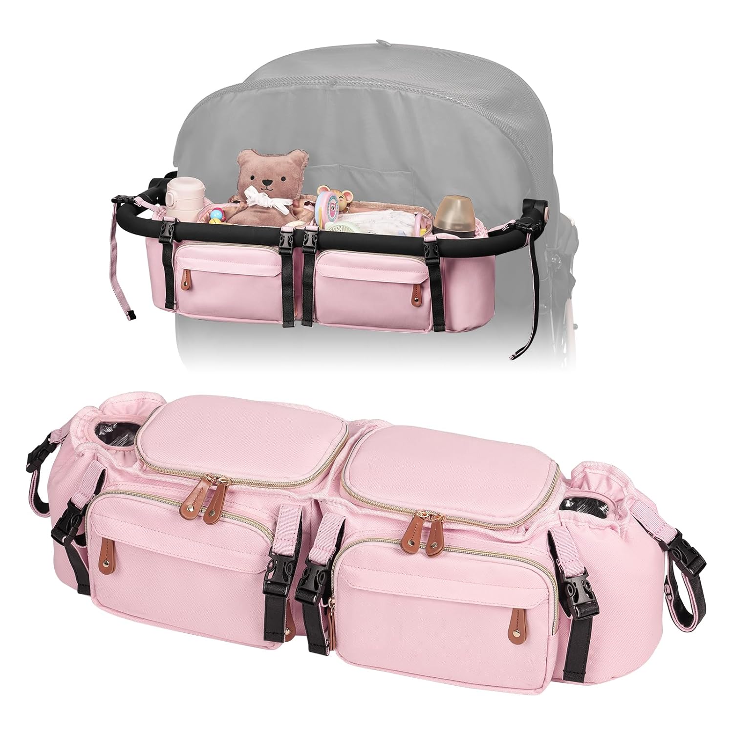 Double Stroller Organizer for Bob Duallie and Baby Jogger