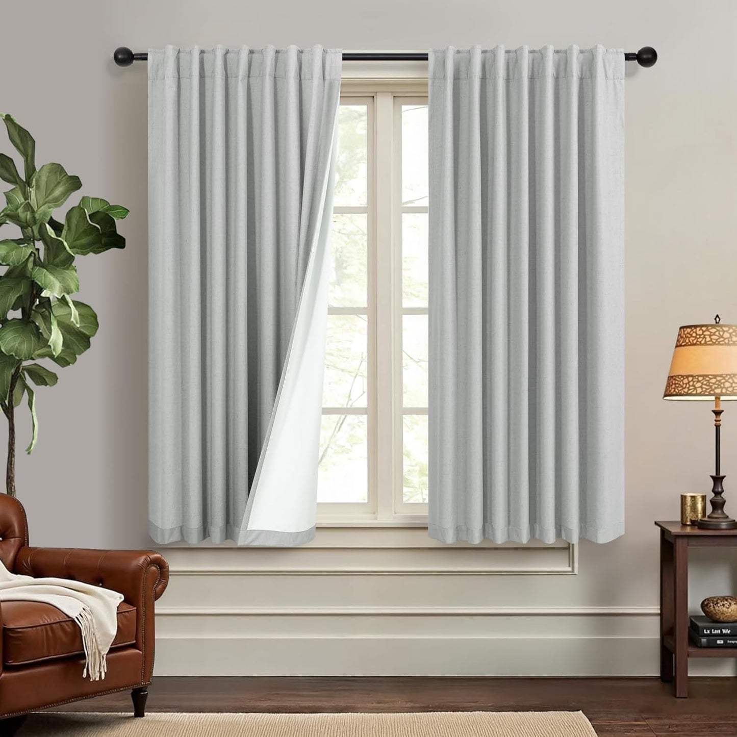45 Inch Length Blackout Curtains Set of 2 for Dark Rooms