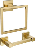 Toilet Paper Holder Set Wall Mount - Brushed Gold Pivoting Design