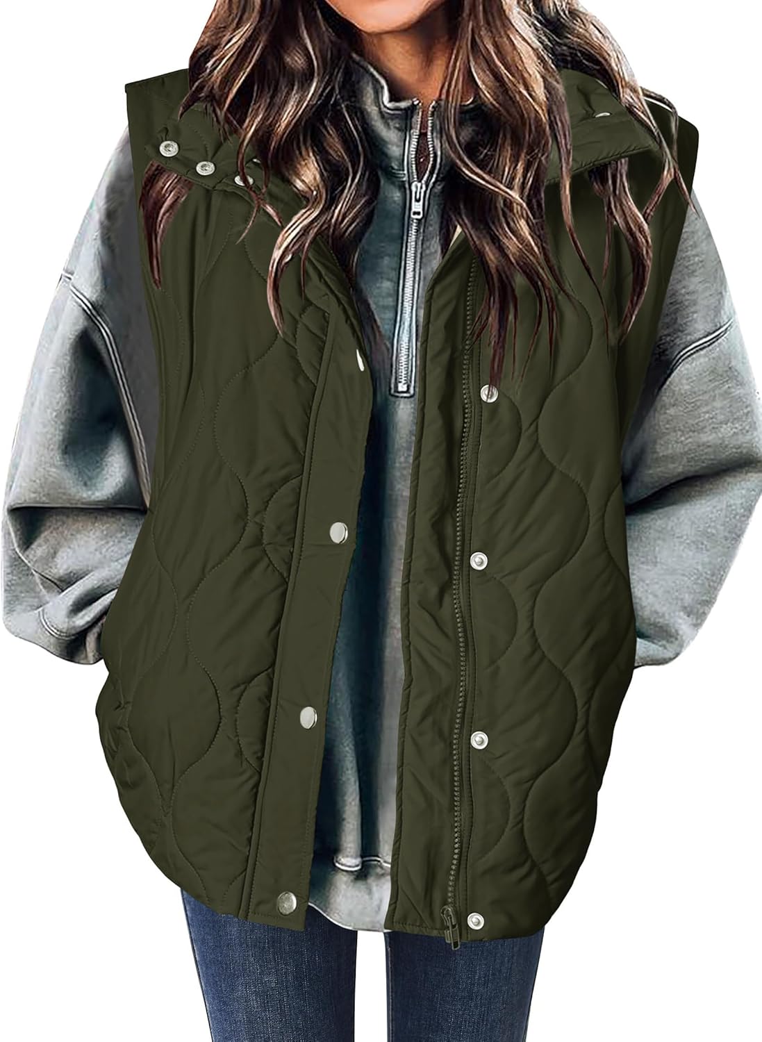 Lightweight Quilted Puffer Vest for Women with Pockets