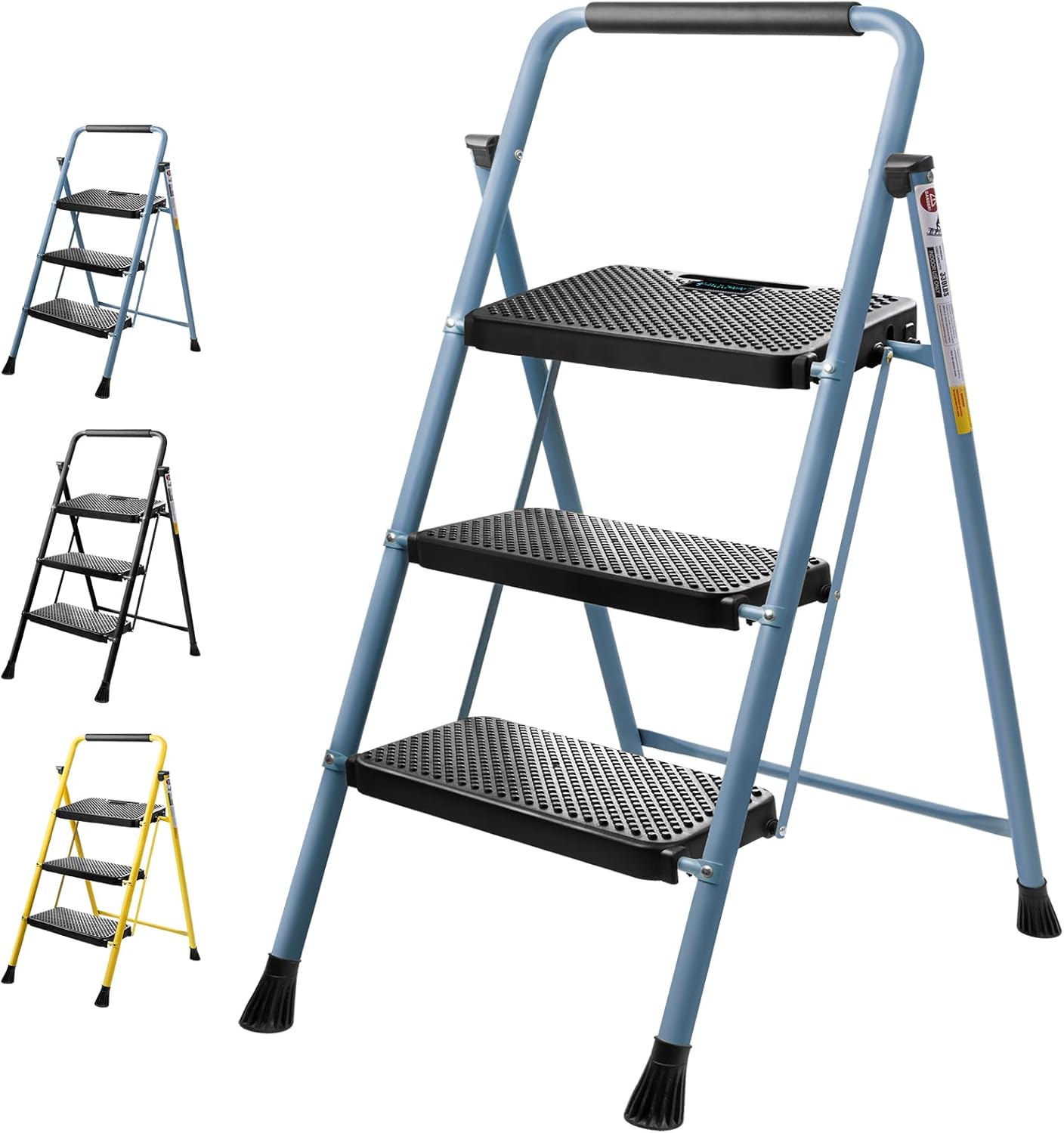 TICONN 3 Step Ladder - Heavy Duty Foldable Step Stool for Home
