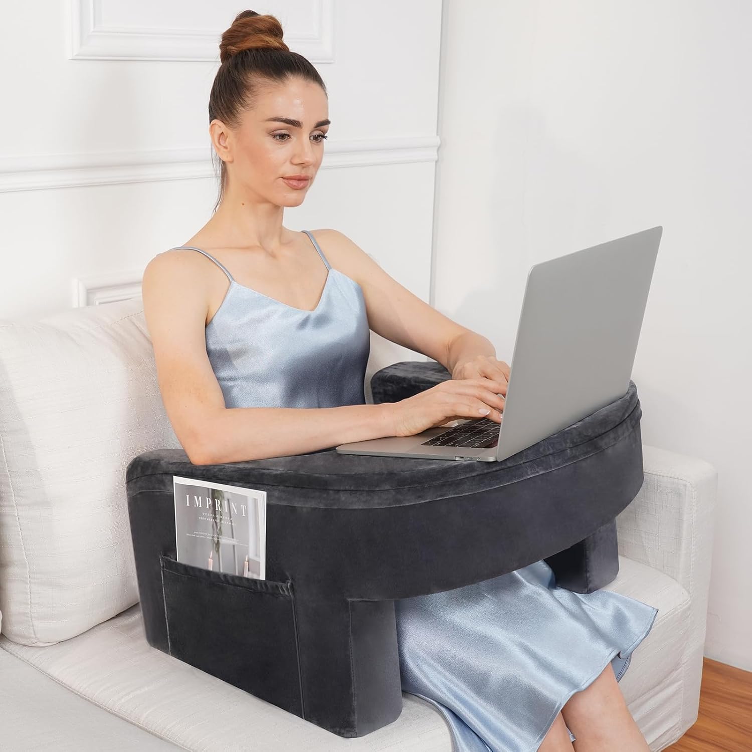 Ultimate Comfort Gaming Pillow with Arm Rest & Pocket