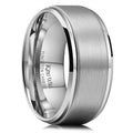 Two Tone Tungsten Carbide Wedding Band for Men - Matte Step Edges