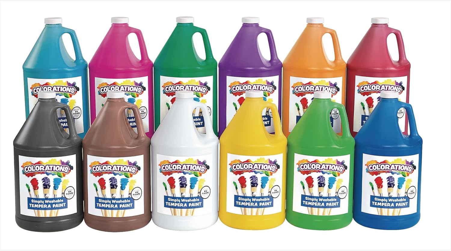 Colorations Washable Tempera Paint Set for Classroom Art Supplies
