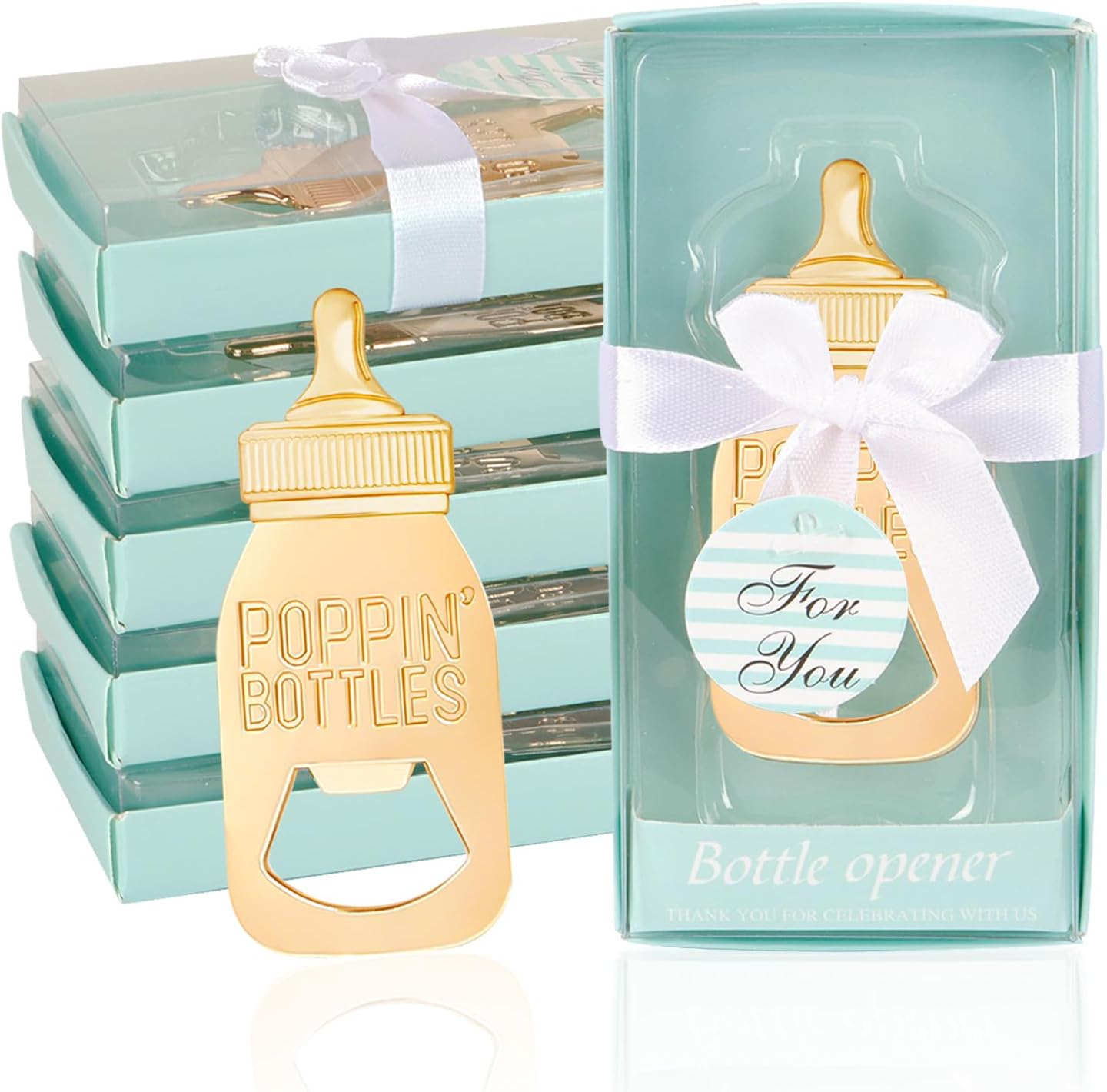 50Pack Poppin Bottle Openers for Baby Shower Favors and Gifts