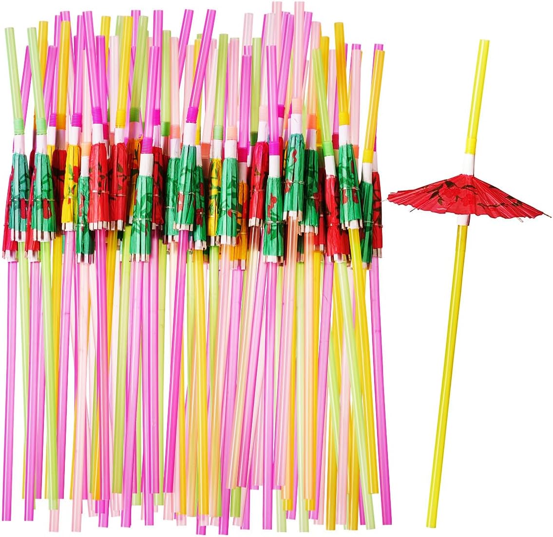 Fancy Umbrella Cocktail Straws - 50 Count