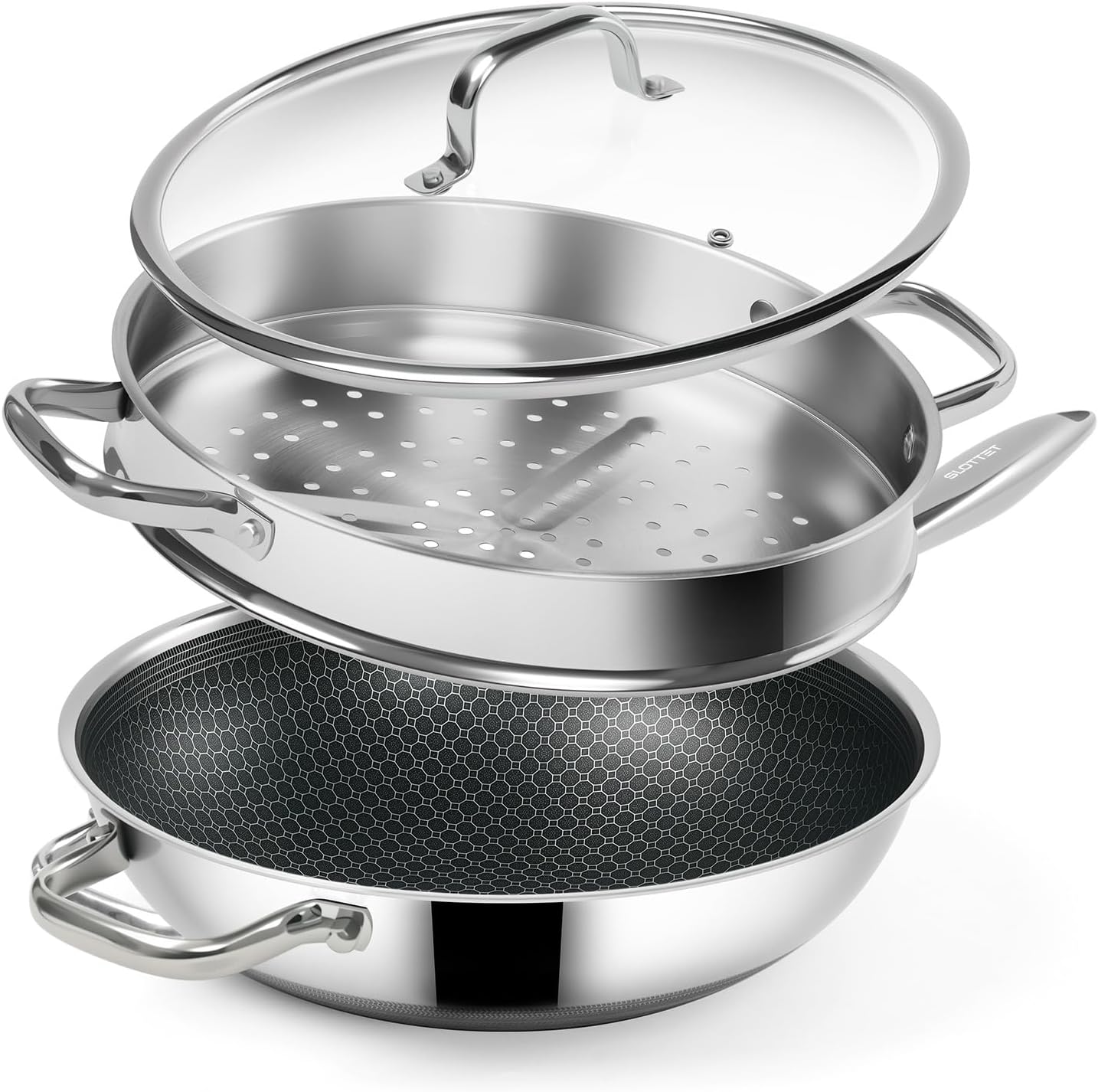 Hybrid 12-Inch Wok with Steamer for Versatile Cooking Needs