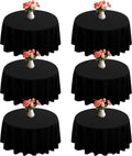 6 Pack 120 in Round Tablecloths Black Polyester - Wrinkle Resistant